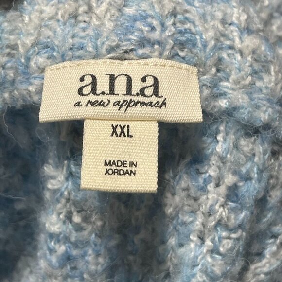New A.N.A. Chunky Knit Sweater Women's Crew Neck Blue Combo XXL - Picture 4 of 6